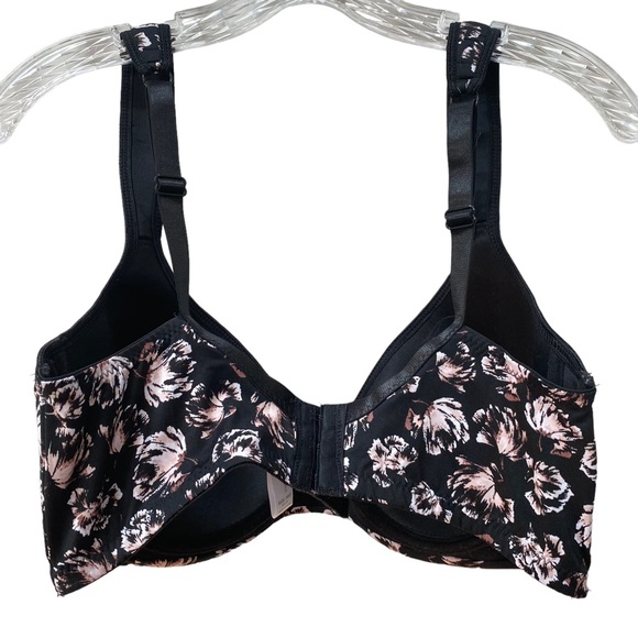 Adrienne Vittadini Studio Black Floral Bra 38D Smooth Underwire Padded Straps - Picture 2 of 8